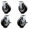Service Caster 6 Inch Rubber on Aluminum Swivel Caster Set with Roller Bearings 2 Brakes SCC-20S620-RAR-2-TLB-2 - alternate 1